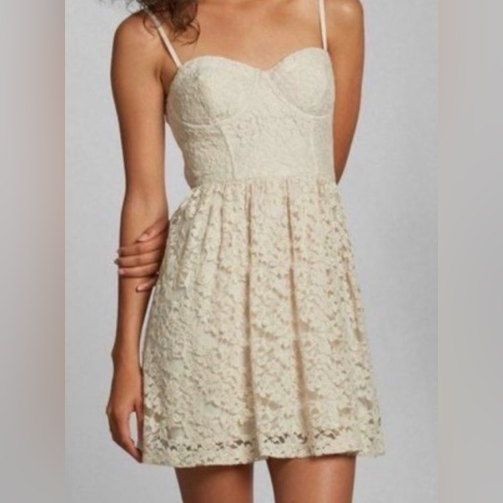 Abercrombie & Fitch Cream Lace Corset Mini Dress Medium Sweetheart